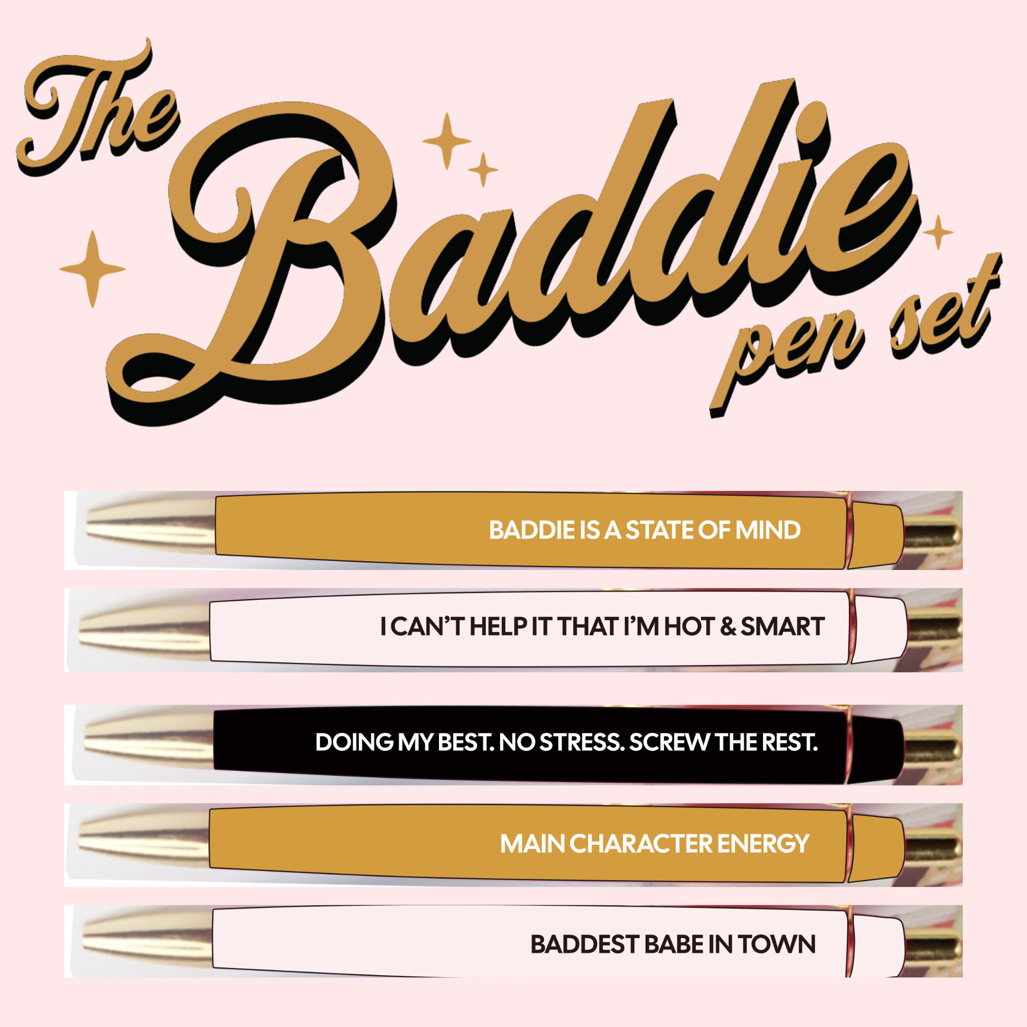 FUN CLUB - The Baddie Pen Set (funny, gift, stocking stuffer)