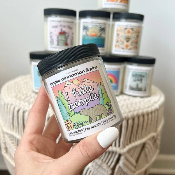 Big Moods - "I Hate People" Apple Cinnamon & Pine -  Luxury Soy Candle