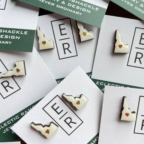 Eclectic Ramshackle - Idaho studs: White with colored heart