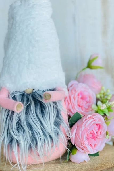 A Gnome on the Roam - Easter rabbit Gnome with white sherpa hat and fluffy tail!