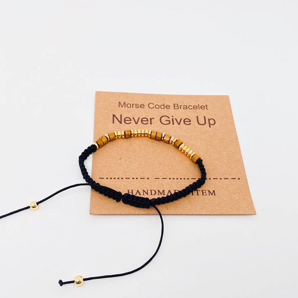 Handmade Wooden Beaded Morse Code Bracelets: Fuck it