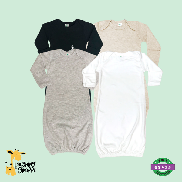 Baby Sleeping Gown  Fold Over Mittens | Open Sizing: Oatmeal / 0-3 months