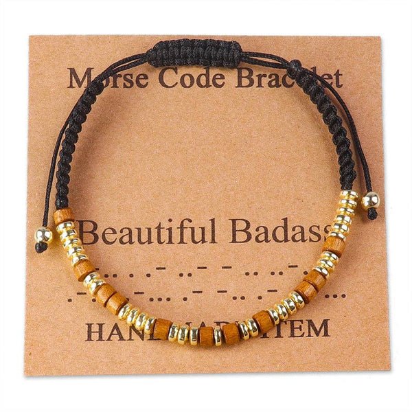 Handmade Wooden Beaded Morse Code Bracelets: Be Brave