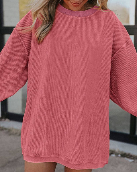 Pretty Bash - Ribbed Oversized Long Sleeve Sweatshirt: XL / Dark Gray