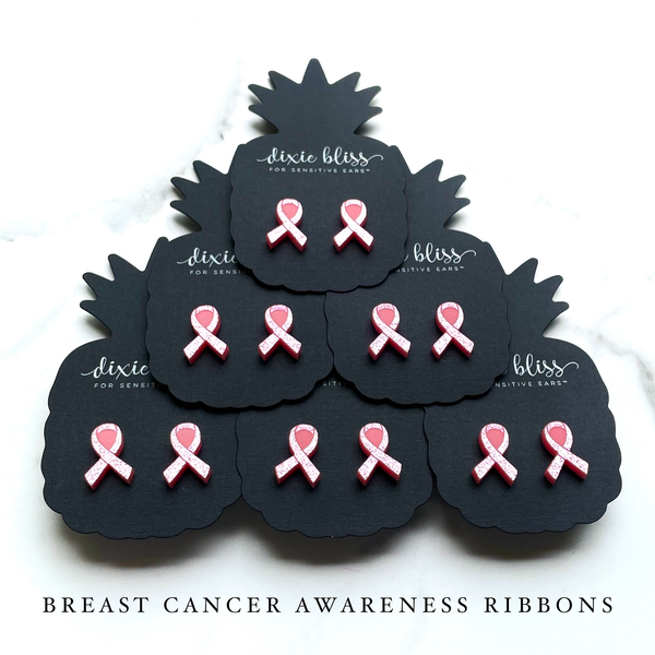 Dixie Bliss - Pink Ribbon Studs