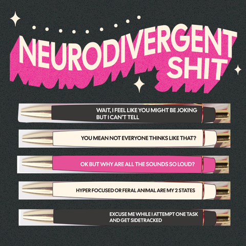 FUN CLUB - Neurodivergent Shit Pen Set (funny, gift, stocking stuffer)