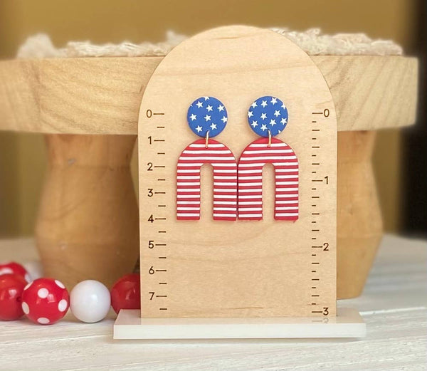 Clayhouse Colours - Red, White & Blue Clay Earrings | July 4th: Hearts