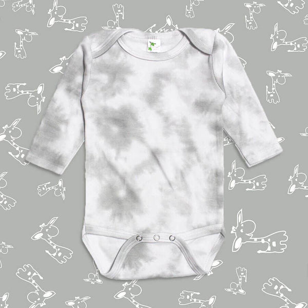Baby Long Sleeve Onesie Smoke Pigment Dye - Polyester Blend: 0-3 months