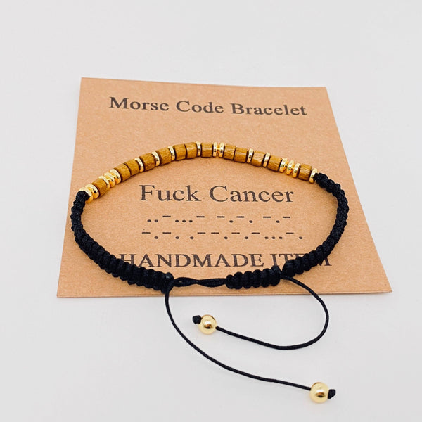 Handmade Wooden Beaded Morse Code Bracelets: Fuck it