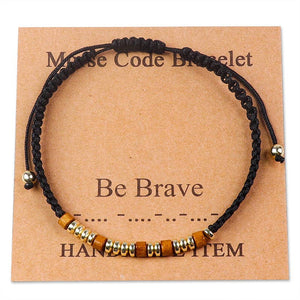 Handmade Wooden Beaded Morse Code Bracelets: Be Brave