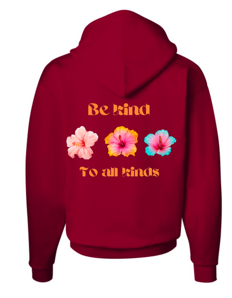 BE KIND TO ALL KINDS HOODIE - DEEP RED