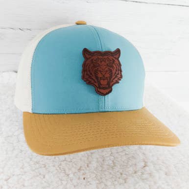 Trendy Transfers - Tiger Mascot Leather Hat Patch: 2"