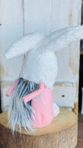 A Gnome on the Roam - Easter rabbit Gnome with white sherpa hat and fluffy tail!