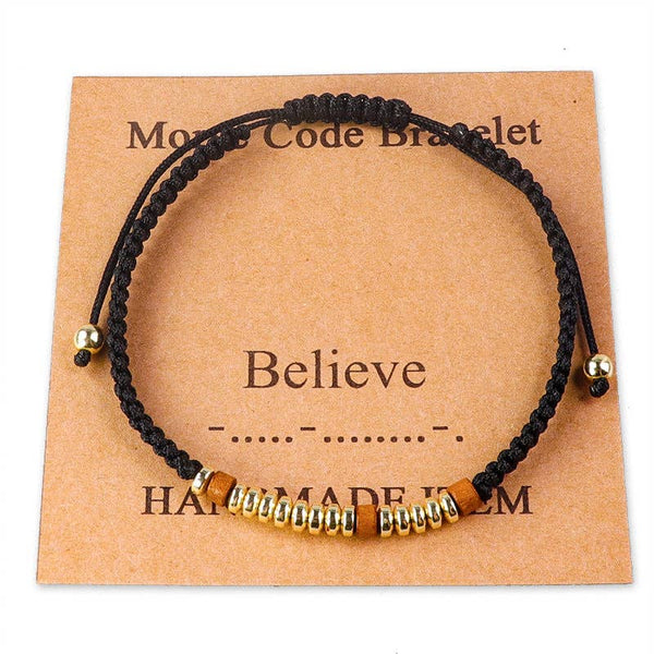 Handmade Wooden Beaded Morse Code Bracelets: Fuck it