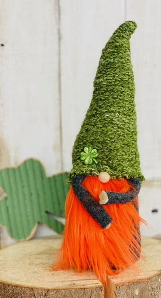 A Gnome on the Roam - St Patrick's Day gnome, upcycled green sweater, orange beard