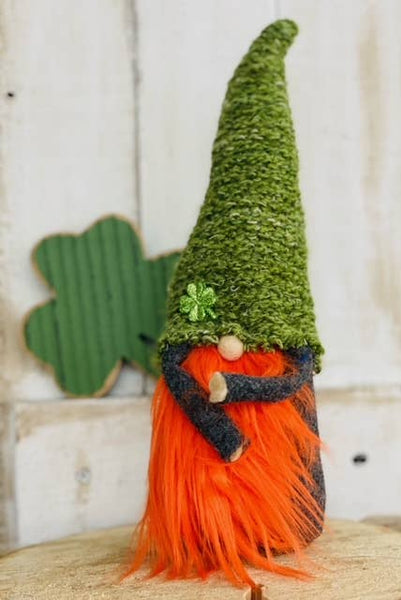 A Gnome on the Roam - St Patrick's Day gnome, upcycled green sweater, orange beard