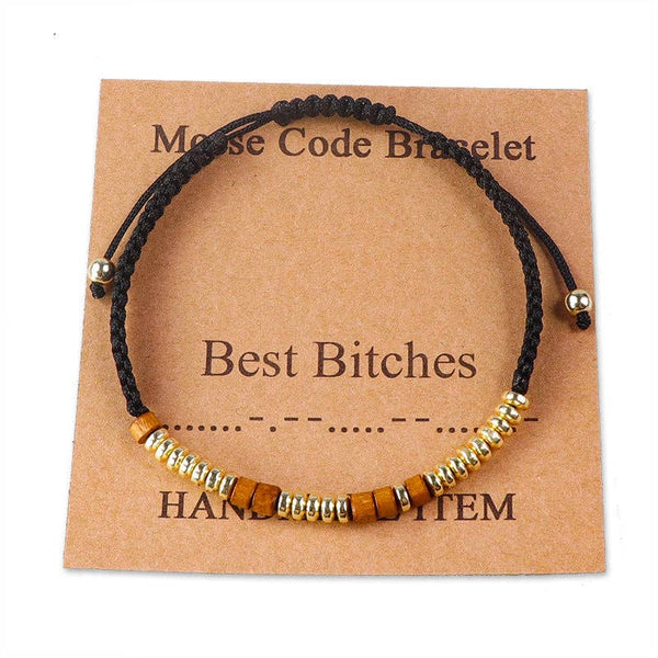 Handmade Wooden Beaded Morse Code Bracelets: Fuck it