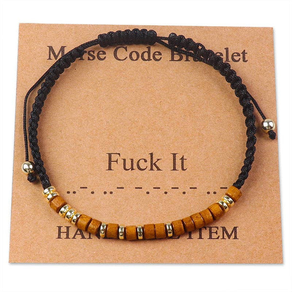 Handmade Wooden Beaded Morse Code Bracelets: Best Bitches