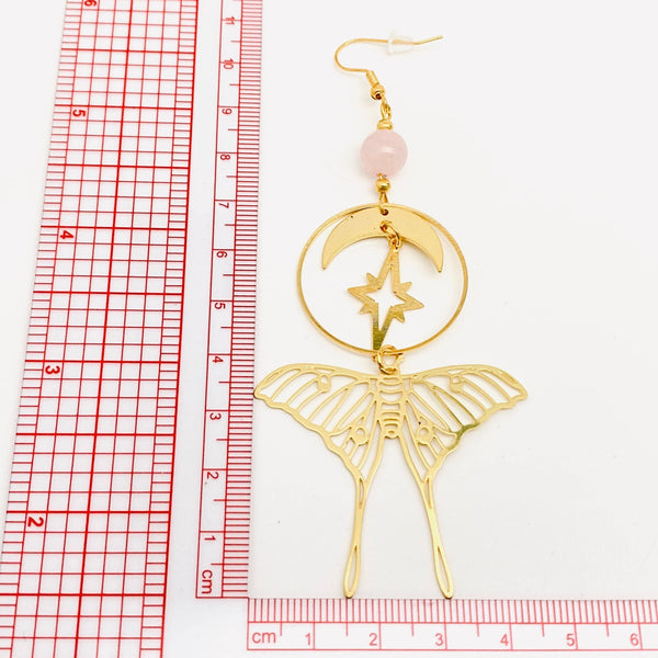 Mio Queena - Stars and Moon Moths Bohemian Earrings - MS: Golden