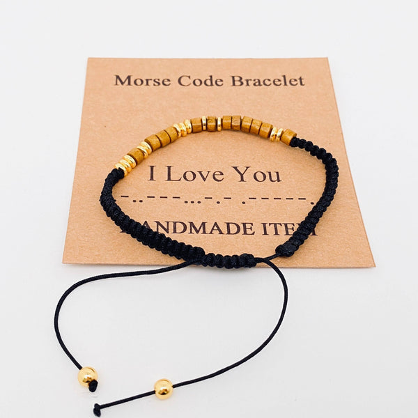 Handmade Wooden Beaded Morse Code Bracelets: Best Bitches