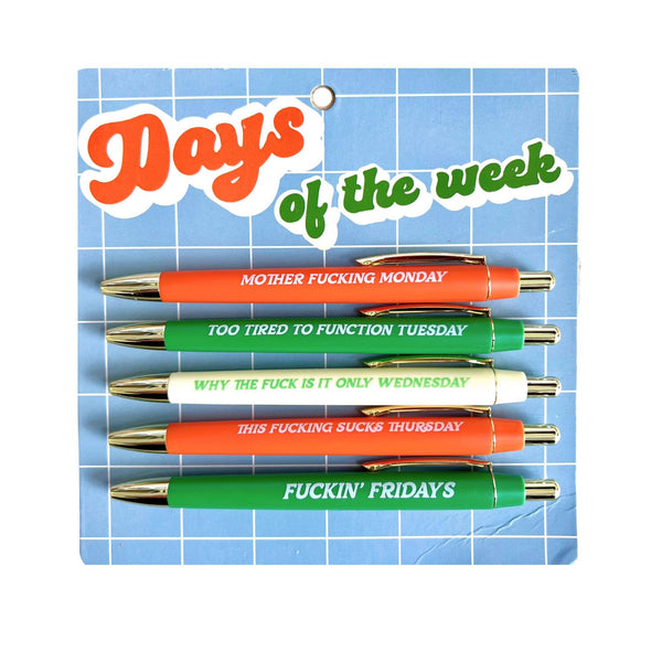 FUN CLUB - Days Of The Week Pen Set (funny gift, stocking stuffer)