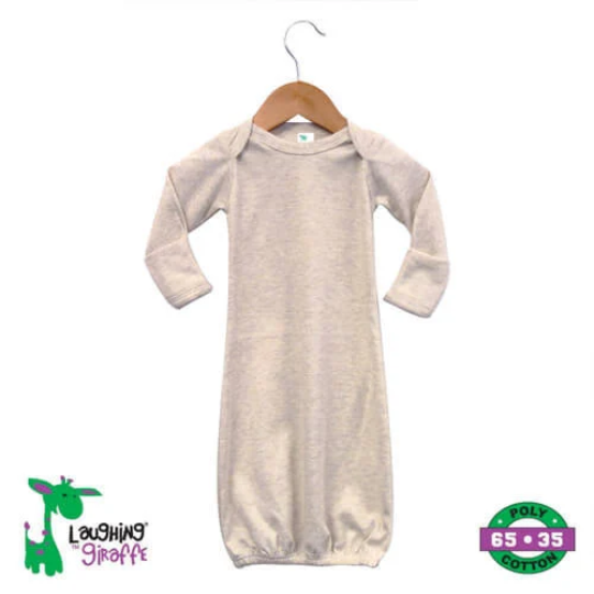 Baby Sleeping Gown  Fold Over Mittens | Open Sizing: Oatmeal / 0-3 months